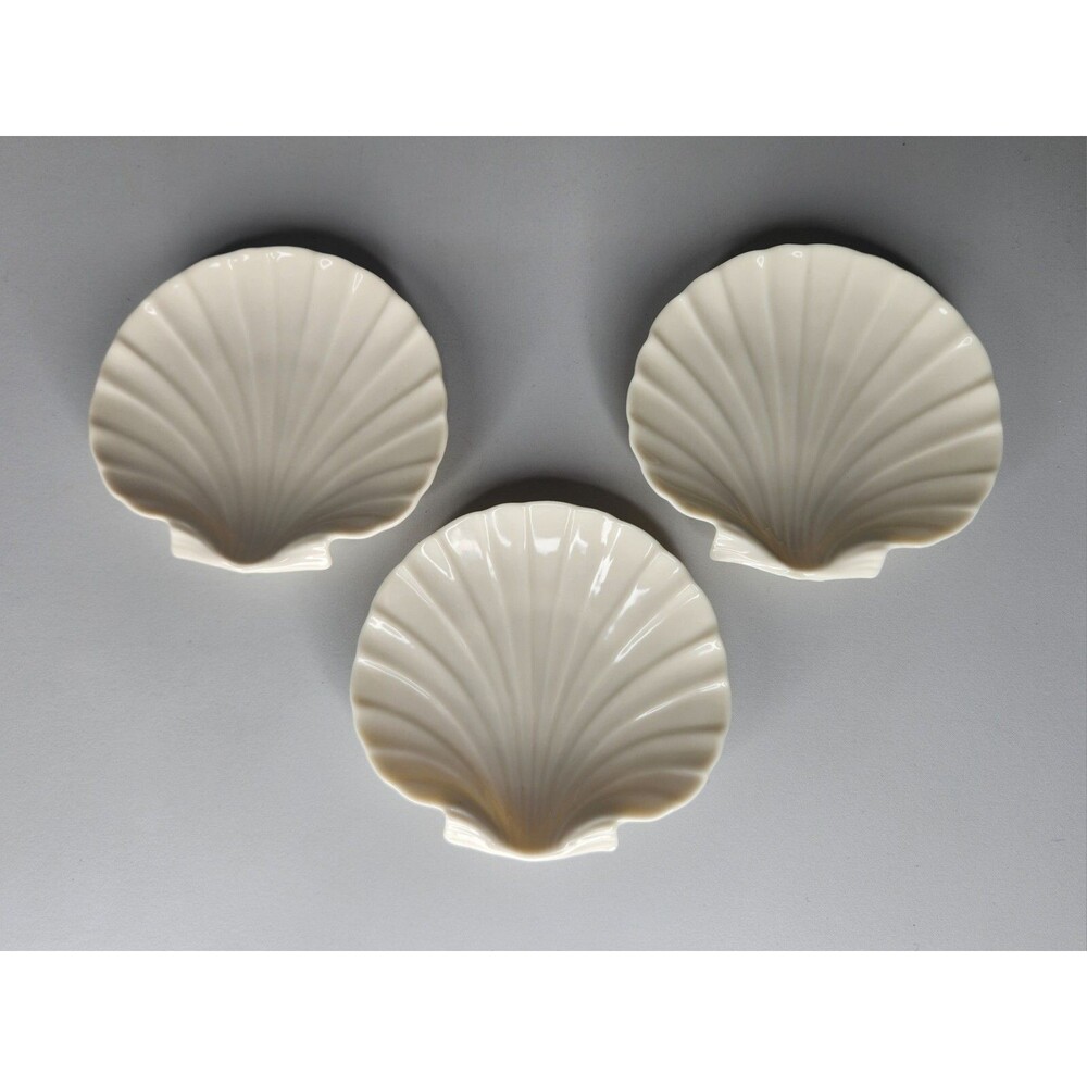 Gorgeous Vintage Lenox Sea Shell Scallop Shape All Purpose Dish 4” Set of 3 - Picture 1 of 6